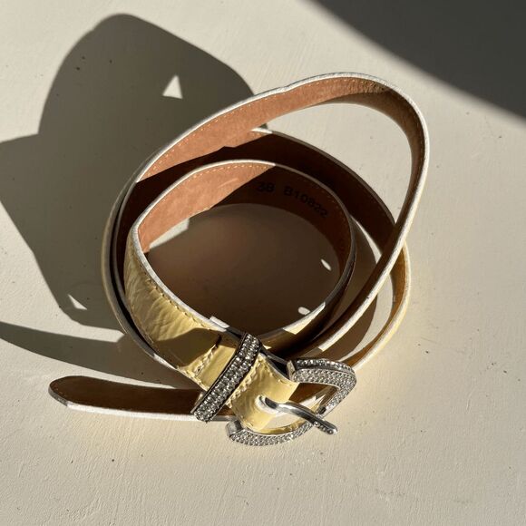 VTG Brighton Y2K Patent Leather Rhinestone Belt Western Glam Size 38 USA - Picture 4 of 9